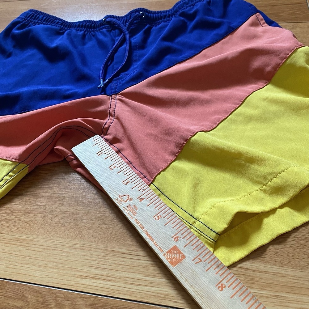 Gap Swim Trunks Mens Medium Blue Yellow Shorts Beachwear Pool Swimming Preppy - Picture 5 of 5
